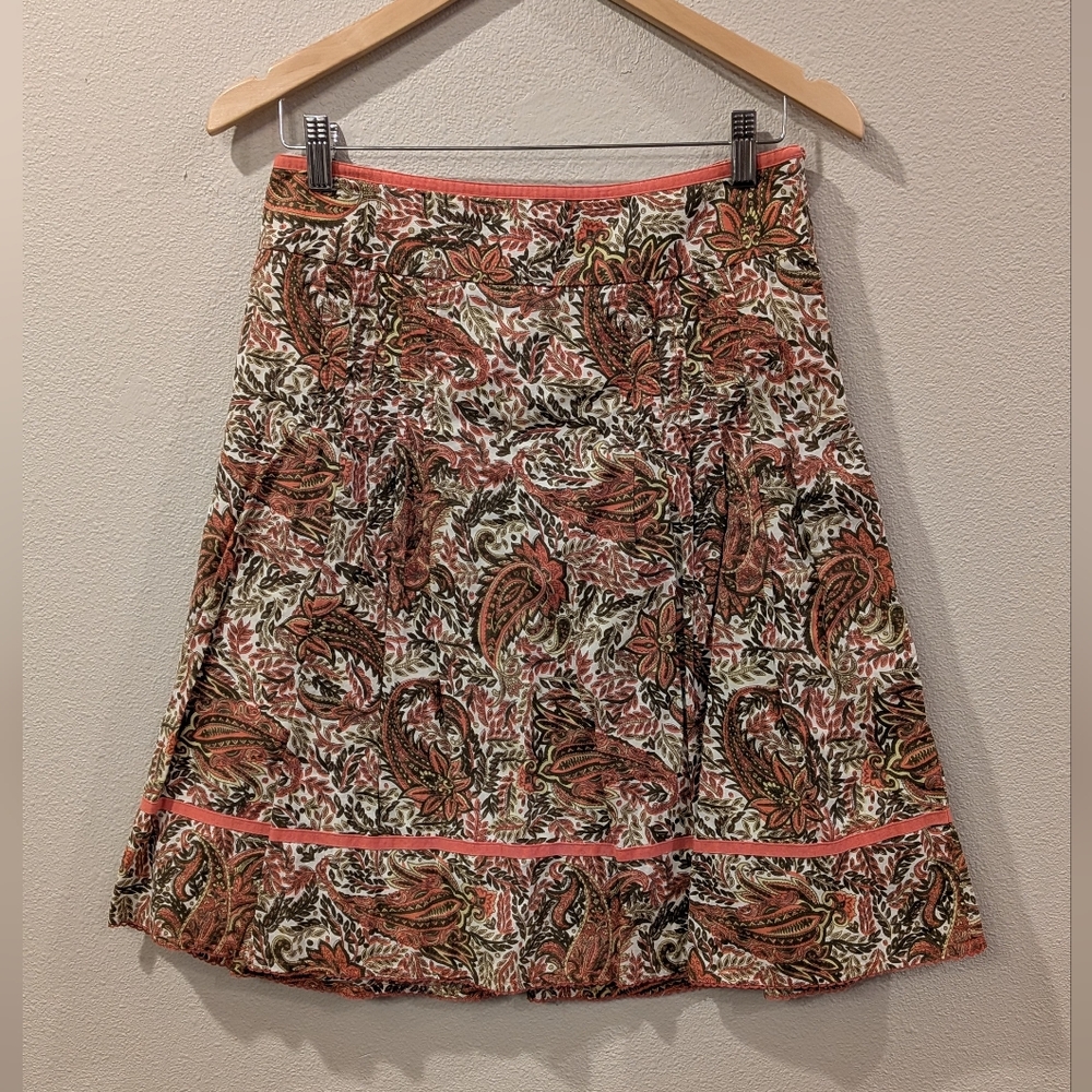 100% Cotton Ann Taylor A-Line Skirt - Multicolor Paisley